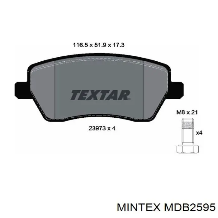 Передние тормозные колодки MDB2595 Mintex