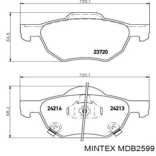 MDB2599 Mintex колодки тормозные передние дисковые