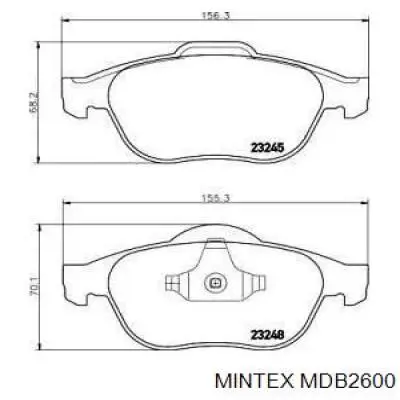 MDB2600 Mintex колодки тормозные передние дисковые
