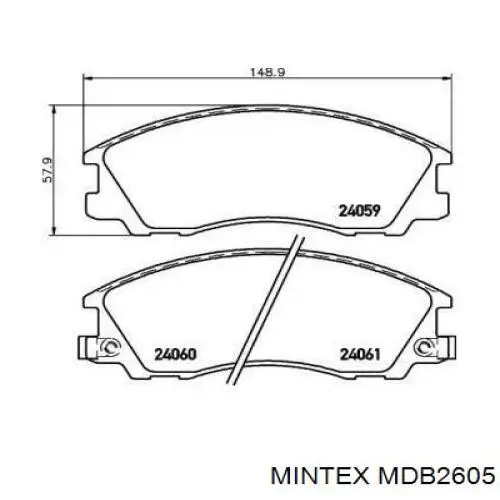 Передние тормозные колодки MDB2605 Mintex