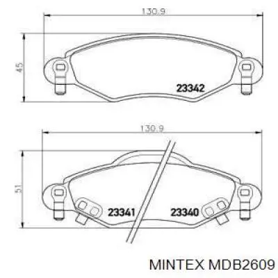 Передние тормозные колодки MDB2609 Mintex