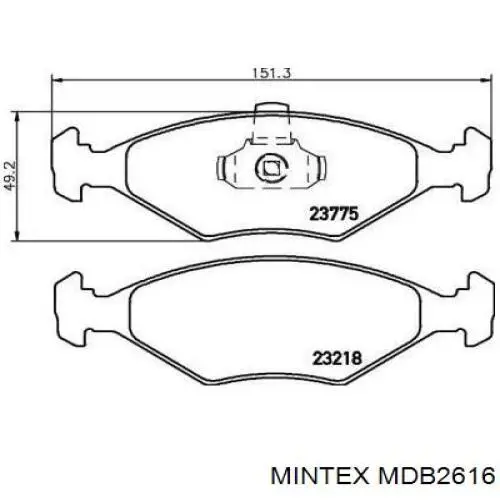 Передние тормозные колодки MDB2616 Mintex