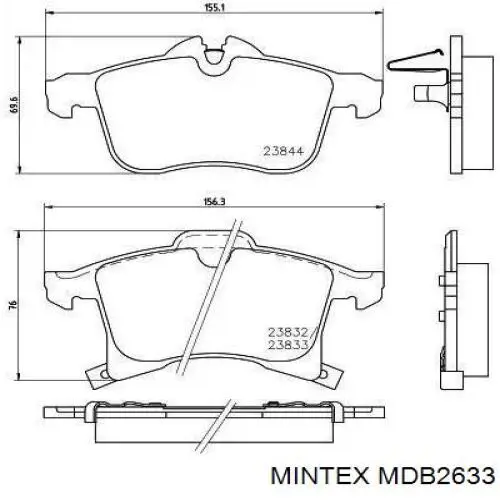 Колодки тормозные передние дисковые Mintex MDB2633