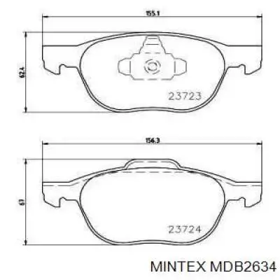 MDB2634 Mintex колодки тормозные передние дисковые
