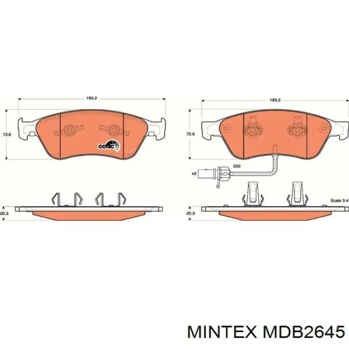Купить MDB2645 Mintex Колодки тормозные