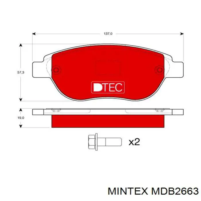MDB2663 Mintex колодки тормозные передние дисковые