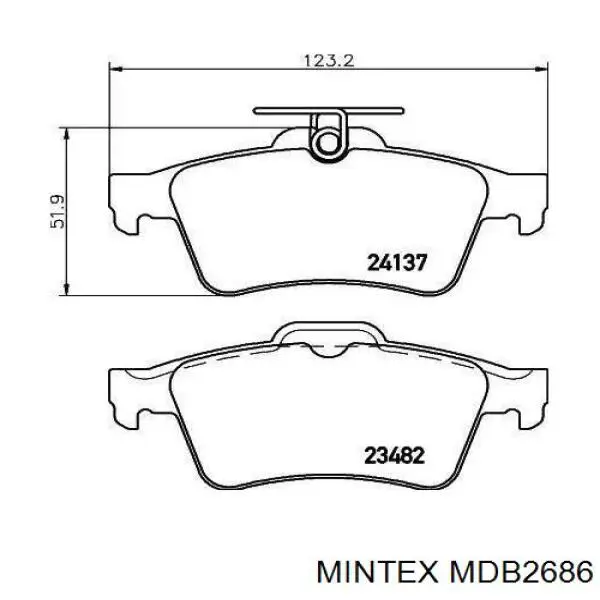 MDB2686 Mintex колодки тормозные задние дисковые