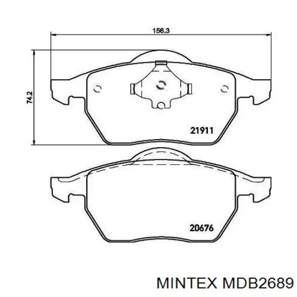 MDB2689 Mintex колодки тормозные передние дисковые