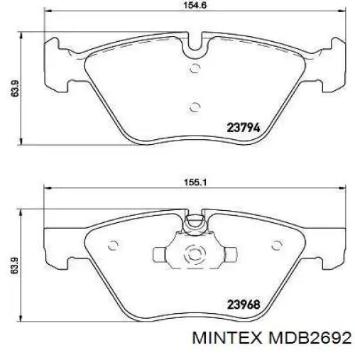 MDB2692 Mintex колодки тормозные передние дисковые