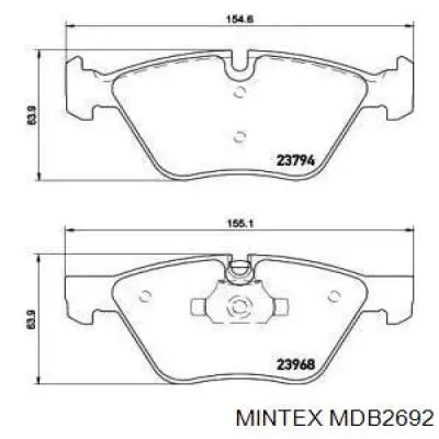 Купить MDB2692 Mintex Колодки тормозные
