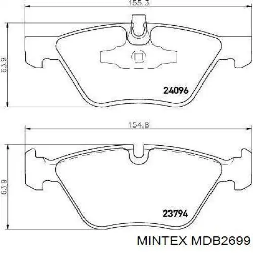 MDB2699 Mintex колодки тормозные передние дисковые