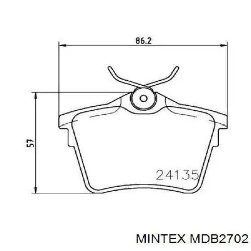 Задние тормозные колодки MDB2702 Mintex