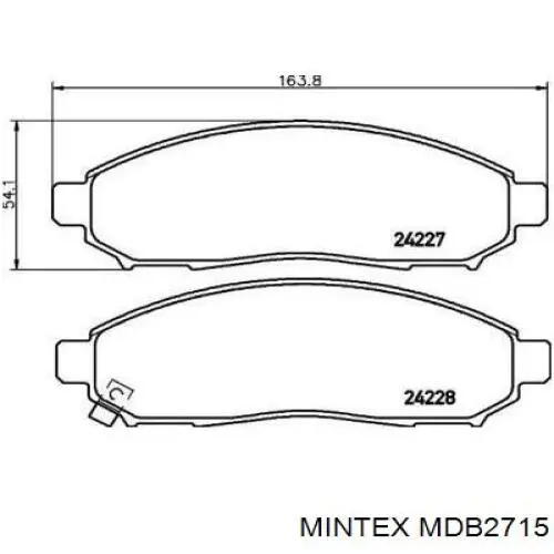 MDB2715 Mintex колодки тормозные передние дисковые