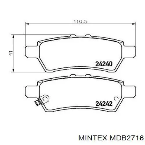 Задние тормозные колодки MDB2716 Mintex