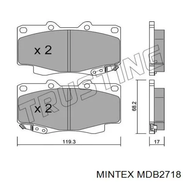 MDB2718 Mintex колодки тормозные передние дисковые