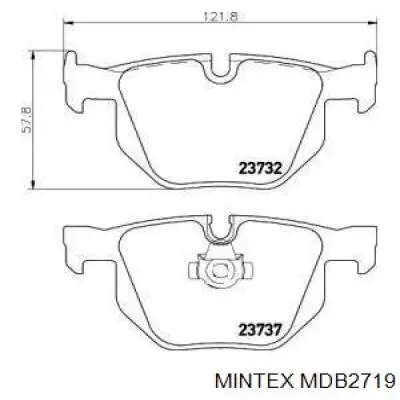 Купить MDB2719 Mintex Колодки тормозные задние, дисковые