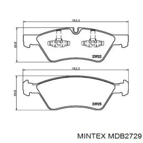 MDB2729 Mintex колодки тормозные передние дисковые