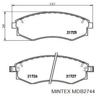 Передние тормозные колодки MDB2744 Mintex