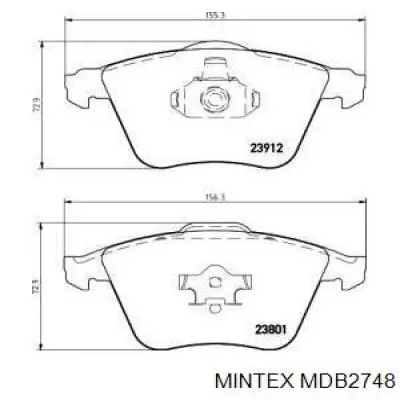 MDB2748 Mintex колодки тормозные передние дисковые