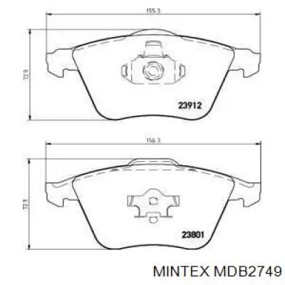 MDB2749 Mintex колодки тормозные передние дисковые