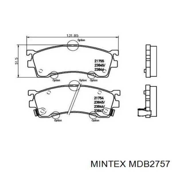 MDB2757 Mintex Колодки передние