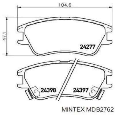 MDB2762 Mintex колодки тормозные передние дисковые
