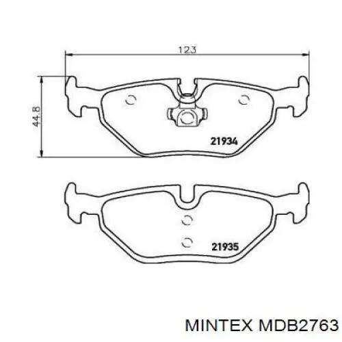 MDB2763 Mintex задние тормозные колодки