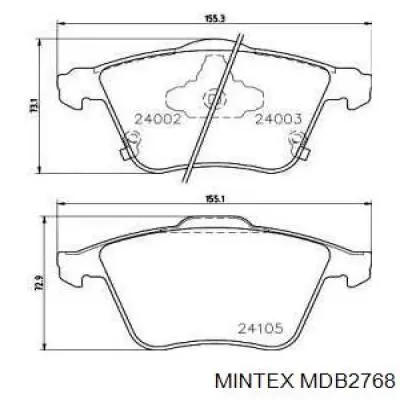 Передние тормозные колодки MDB2768 Mintex