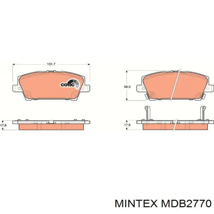 MDB2770 Mintex колодки тормозные задние дисковые