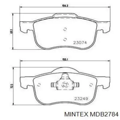 MDB2784 Mintex колодки тормозные передние дисковые