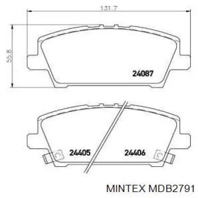 MDB2791 Mintex колодки тормозные передние дисковые