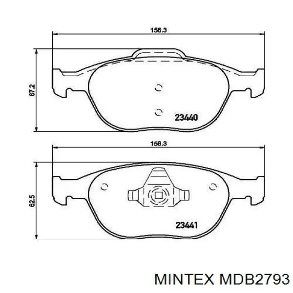 Передние тормозные колодки MDB2793 Mintex