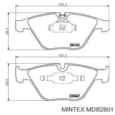 Передние тормозные колодки MDB2801 Mintex