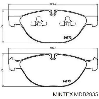 MDB2835 Mintex колодки тормозные передние дисковые