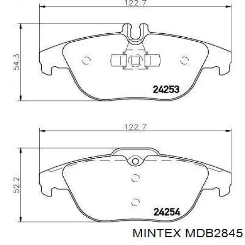 Задние тормозные колодки MDB2845 Mintex