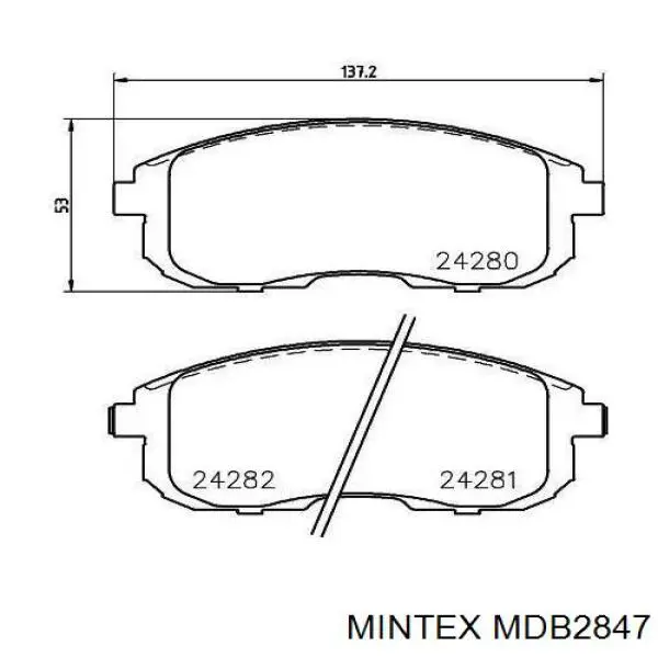 Передние тормозные колодки MDB2847 Mintex