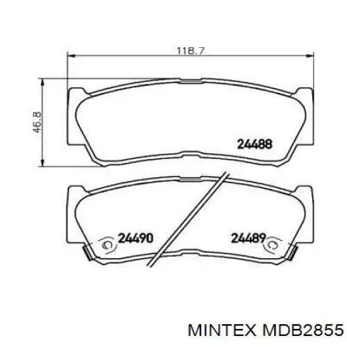 MDB2855 Mintex задние тормозные колодки