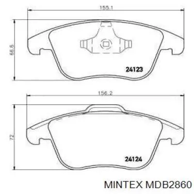 Колодки тормозные передние дисковые Mintex MDB2860