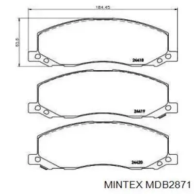 Передние тормозные колодки MDB2871 Mintex