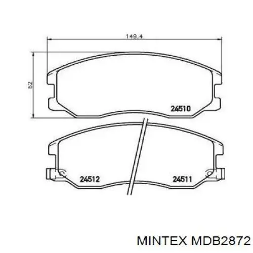 Передние тормозные колодки MDB2872 Mintex