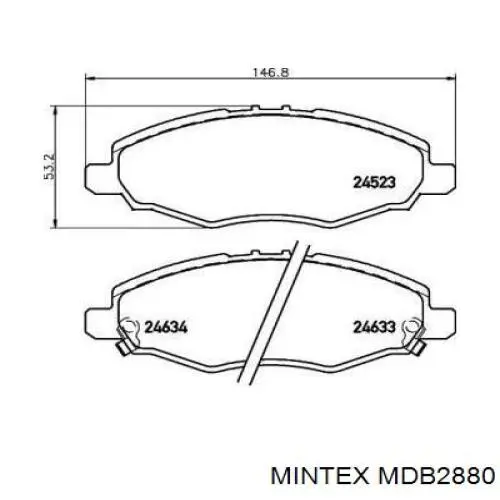 Передние тормозные колодки MDB2880 Mintex