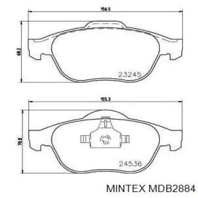 MDB2884 Mintex колодки тормозные передние дисковые