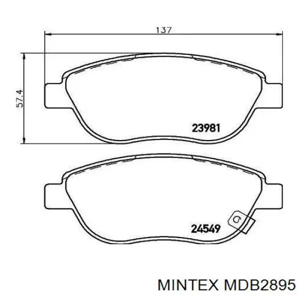 Колодки тормозные передние дисковые MINTEX MDB2895