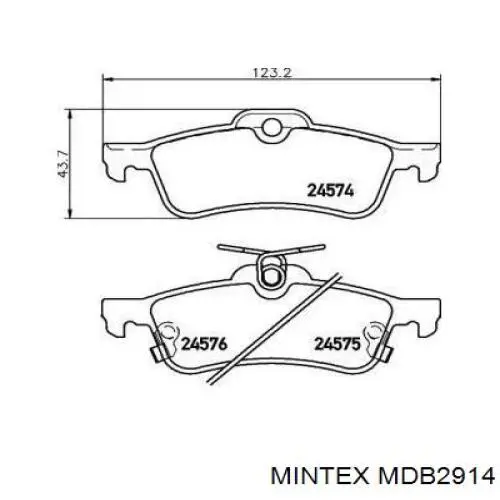 Задние тормозные колодки MDB2914 Mintex