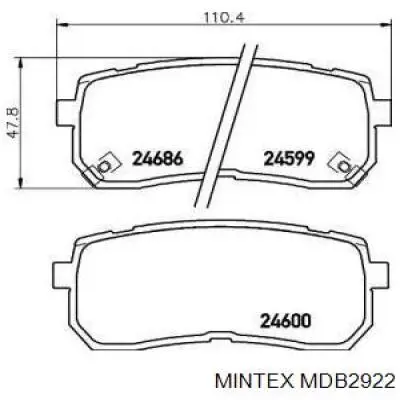 Задние тормозные колодки MDB2922 Mintex