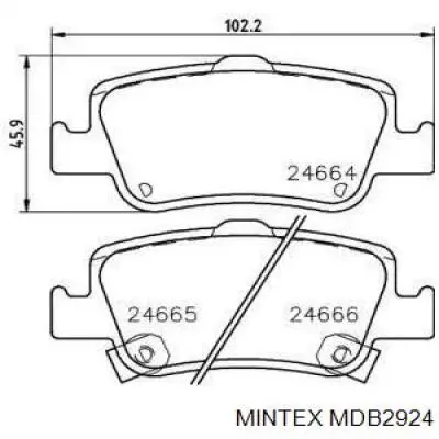 MDB2924 Mintex колодки тормозные задние дисковые