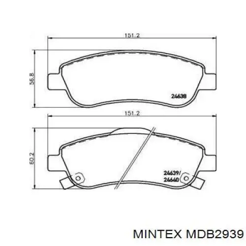 MDB2939 Mintex колодки тормозные передние дисковые