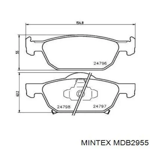 MDB2955 Mintex колодки тормозные передние дисковые