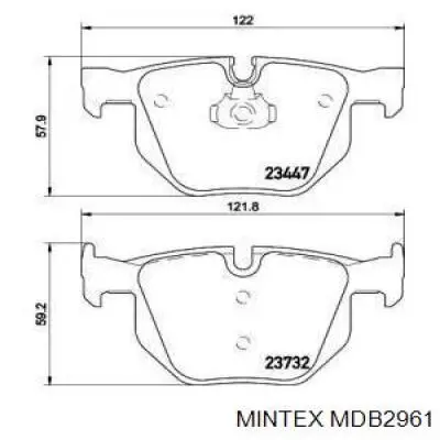 MDB2961 Mintex колодки тормозные задние дисковые