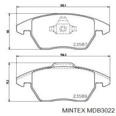 Передние тормозные колодки MDB3022 Mintex